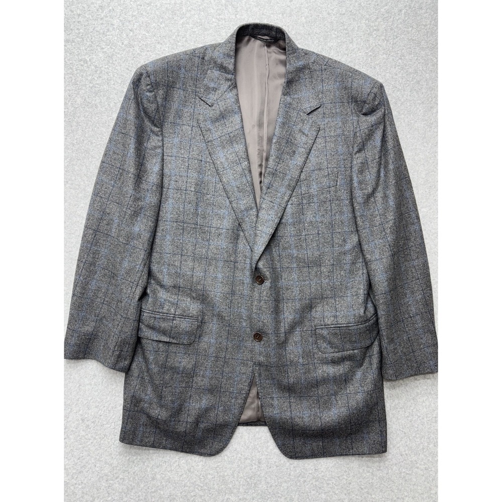 Canali Blazer 42R* Gray Wool Cashmere Windowpane Plaid Luxury Old Money Italian